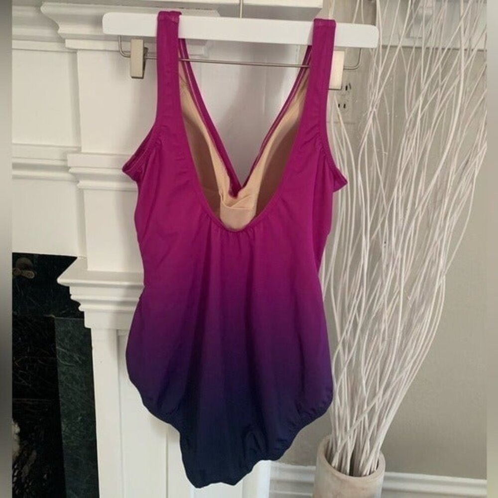 Lands' End Purple and Blue Swimsuit - Picture 3 of 6